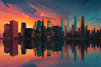 draw a flat vector landscape illustration