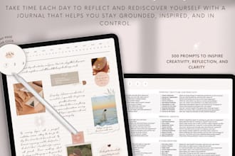 design digital journal, custom daily printable  planner, workbook mockup cover