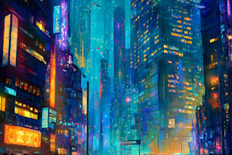 illustrate a cyberpunk futuristic city art or night city