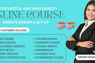 design and setup your thinkific, kajabi, forento, podia, teachable website