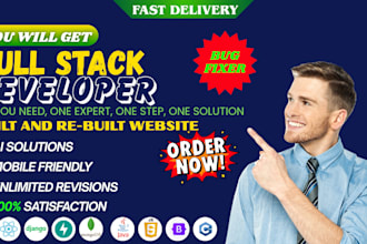 develop and fix full stack websites with ai, apis, react, django, and cloud