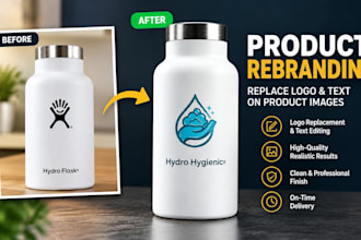 replace logo and text on product images for rebranding