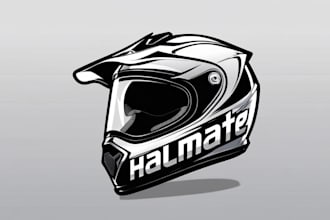 creative bike halmate mascot logo