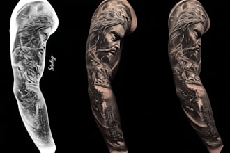 create custom tattoo design, tattoo sleeve