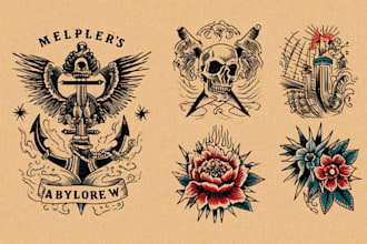 draw custom traditional or old school tattoo design for you