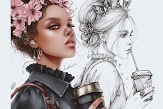 draw a detailed fashion illustration