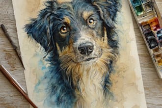 draw watercolor portrait painting of you or your pets