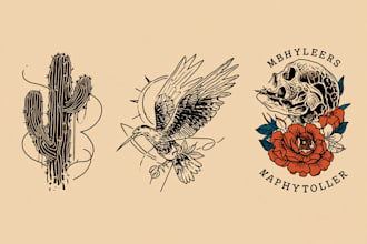 create minimalist line art tattoo with my style
