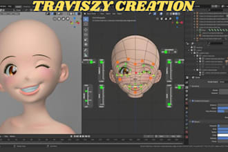 fix custom 3d model facial rig bone rig uv mapping texture painting in blender