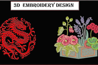 design embroidery style, 3d embroidery and patch design