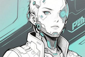 sketch of your character, sci fi fantasy, cyberpunk