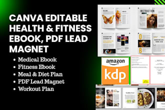 design canva health fitness ebook, medical,lead magnet, workout plan, adhd ebook
