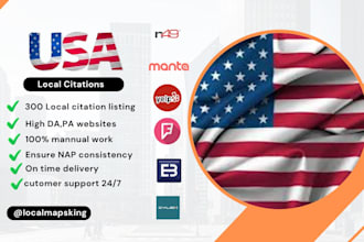 provide 350 manual USA local citations for local rankings