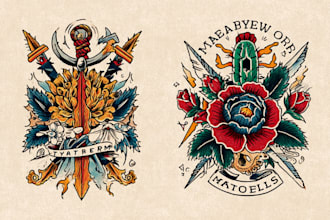 create awesome old school tattoo style design