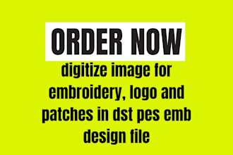 digitize image for embroidery, logo and patches in dst pes emb design file