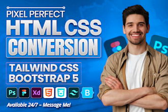convert xd to html figma to html psd to html with bootstrap or tailwind