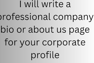 write a professional company bio or about us page for your corporate profile
