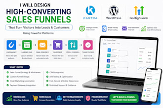design sales funnels in kartra, wordpress, gohighlevel