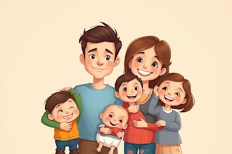 draw realistic cartoon portrait of your family