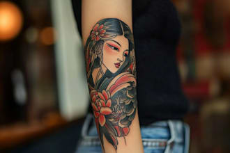desing a tattoo in japanese style