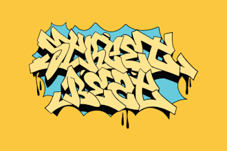make digital graffiti mural tag and stickers design