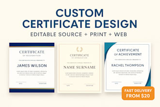 design an elegant, editable certificate or award template