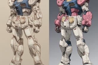 draw mecha robot,armor,gundam in anime or realism style