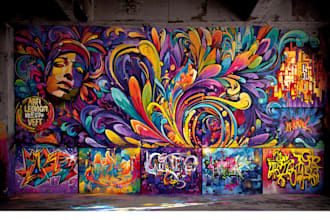 illustrate amazing custom graffiti, wall arts or murals