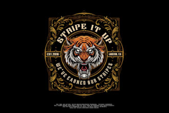 make a high quality tiger head, eagle, bow water farm vintage logo