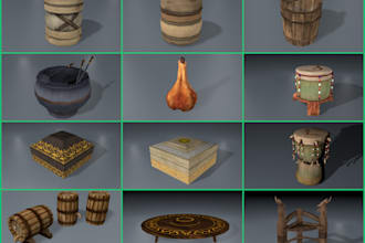 model 3d props for your game, including uv and textures