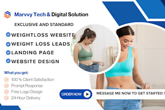 create a weight loss website, landing page, sales funnel, and lead system