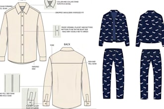create professional fashion technical flat sketches