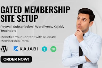 setup gated membership portal site or paywall subscription website