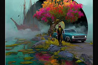 draw cover art, cartoon album illustration hiphop rap music, ep, spotify canvas