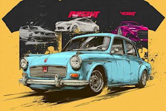 draw a car vector illustration for t shirt design