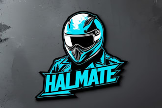 creative bike halmate mascot logo