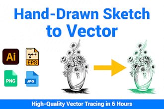 convert hand drawn sketches to professional vectors in ai eps svg