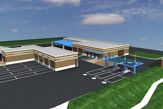 design a 3d car garage, car park,or workshop , car wash with realistic rendering
