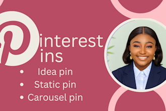 design custom pinterest pins, idea pins and video ads