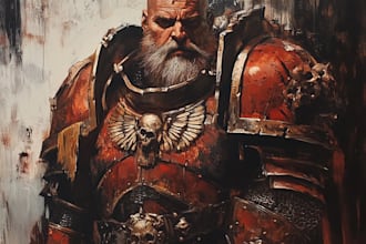 desing a warhammer 40k character illustration