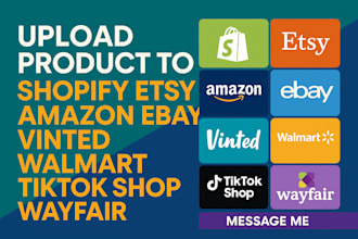 upload product to shopify etsy amazon ebay vinted walmart tiktok shop wayfair