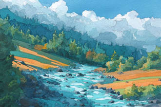 hand paint a watercolor or acrylic landscape