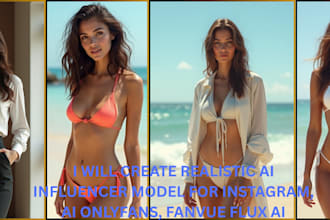 create realistic ai influencer model for instagram, ai onlyfans, fanvue flux ai