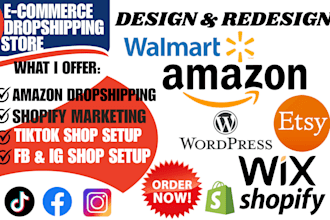 ecommerce dropshipping store on wordpress shopify wix walmart amazon tiktok shop