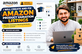 create and fix amazon product variation listings