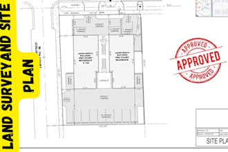 provide land survey, site plan drawing, topographic survey land for city permit