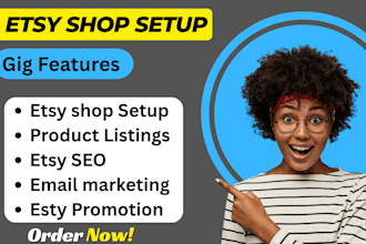 set up your etsy shop do etsy SEO list products and market your store