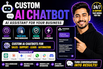 build custom ai chatbot, chatgpt assistant, rag chatbot, and ai customer support
