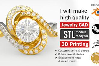 create custom 3d printable jewelry design for engraving, rings, or pendants