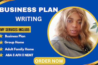 write a business plan for aba, assisted living, group home, nemt or elderly care